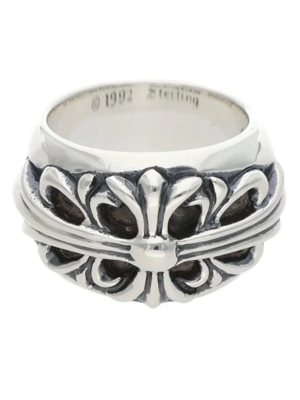 Chrome Hearts Flrl Floral Cross Silver Ring